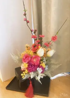 ✴︎和風フラワーアレンジ✴︎フラワーリース 玄関リース アーティフィシャルフラワーのサムネイル