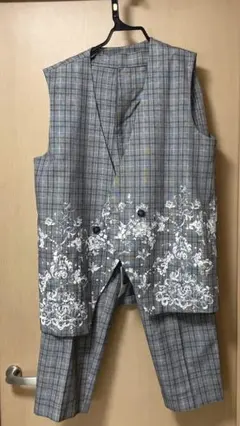 KBF グレー チェック柄 パンツセットアップ