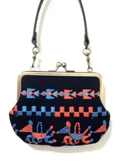 ミナペルホネン⚮̈fun×run run run♦︎がま口ミニバック♦︎豪華な刺繍♪