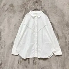 Te chichi♡レディース パイピングシャツ レギュラーカラー 綿 白 Fのサムネイル