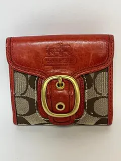 コーチ　財布　ウォレット　シグネチャー　ブラウン　レザー