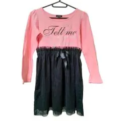 OLLINKARI 長袖チュールワンピース 140 ピンク/黒 オリンカリ