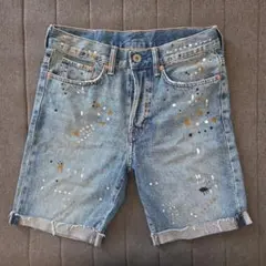 H&M &DENIM ペイント加工 デニムショートパンツ 28のサムネイル