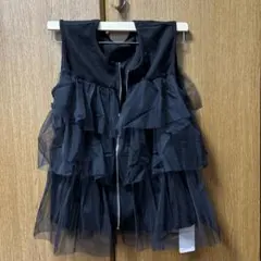 ブラック フリルノースリーブチュニック