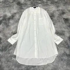 【セオリー】バンドカラーチュニックシャツ ホワイト M深スリット 大きい【美品】のサムネイル