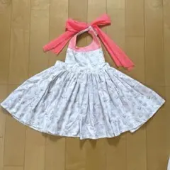 美品MARLMARL ♡花柄リボン付きエプロン80〜90 水通しのみ