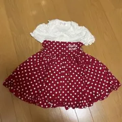 シャーリーテンプル 赤ドット半袖ワンピース