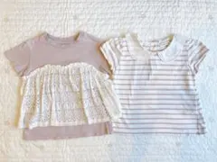 【2枚セット】gu バースデイ Tシャツ レース ボーダー 女の子 120