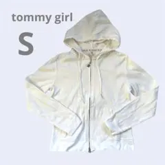 tommy girl ホワイトパーカー フルジップ ダブルファスナー Sサイズ