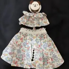 aibo用　くまちゃん帽子と、素敵なお花柄の襟&スカートの3点セット