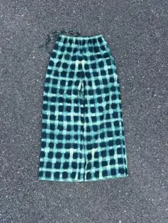 チェック柄 ワイド パンツ 総柄 グリーン y2k