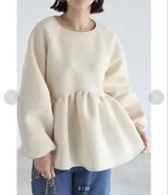 &. NOSTALGIA 美品ZOZO限定ダンボールペプラムトップス アイボリー