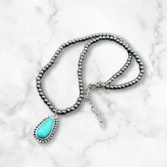 ターコイズ ネックレス 雫 ユニセックス ビーズ ナバホ ネイティブ アメカジ