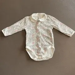 花柄ロンパース フリル付き襟 長袖　プチバトー