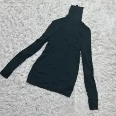 【c6959】UNIQLO ニット セーター　長袖　グリーン　毛100%