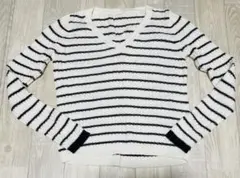 新品未着用　gu(ジーユー) Vネックボーダーリブニット/セーター