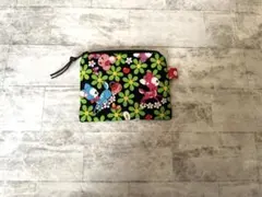 506 ハンドメイドミニポーチ☆はいから横丁横町☆昭和レトロアニマルお花柄