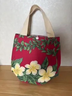 花柄トートバッグ 赤　ハンドメイド