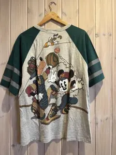 ミッキーマウス、ドナルドダック、グーフィー　野球　ヴィンテージ・ラグランTシャツ