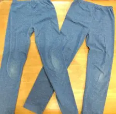 petit main 130cmブルー レギンスパンツ2枚セットプティマイン