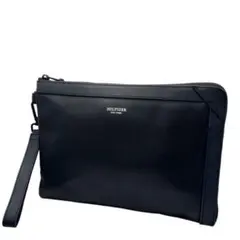 TOMMYHILFIGER トミー　ブラックレザー クラッチバッグ