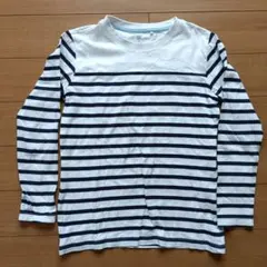 UNIQLO ストライプ 長袖カットソー 140 ロンT ボーダー 紺