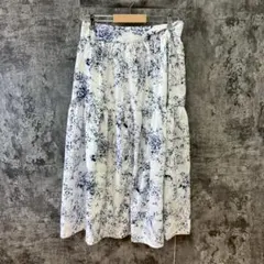 ✨humpy✨ハンピー♡フレアスカート♡ロング丈♡ボタニカル柄♡白♡青(44)