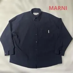 マルニ　トロピカルウール　シャツ　ネイビーのサムネイル