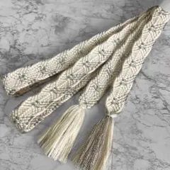 絹 帯締め☆礼装用 平組 白×銀糸 silver フォーマル 組紐