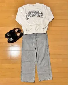 メンズアパレルセット　デニム　スウェット　メンズコーデ　古着コーデ