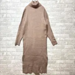 コカ coca ニットワンピース ロング ブラウン タートルネック スリット
