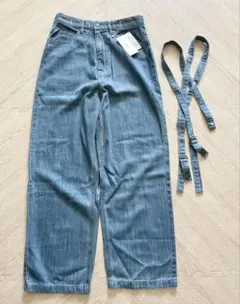 【新品タグ付】KBF サスペンダーデニム ライトブルー　38