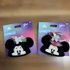 新品タグ付　香港ディズニー　20周年ミッキー　ミニー イヤーハットバッグチャーム