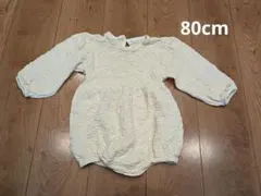 ロンパース カバーオール　ポップコーン生地　80cm 長袖　女の子　白