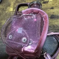 ajew スマホケース ピンク ラメ ショルダーストラップ付　iPhone14