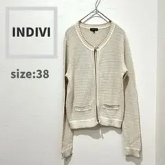 【インディヴィ】INDIVI (38)ニットカーディガン　綿100%