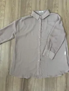 値下げ！ベージュ シフォン 長袖 シャツ