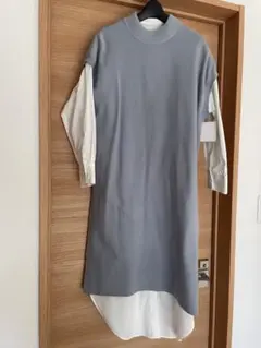 【大柄女性向け】ニットシャツワンピース【未使用品】