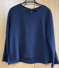 ★美品　トゥモローランド Ballseyダブルクロスクルーネックブラウス　紺36