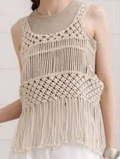Bab マクラメベスト　フリンジベスト