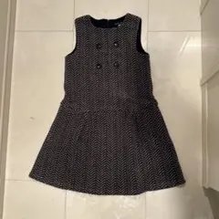 BeBe ヘリンボーン柄 ワンピース 130 秋冬　べべ　卒業式