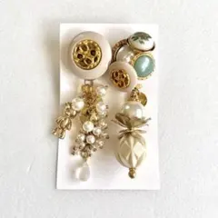 【最終値下げ】ヴィンテージ ボタン 大ぶり 2way ハンドメイド ピアス