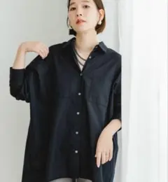 美品 FbyROSSO 25SS ロッソイージーリネンオーバーシャツネイビーF