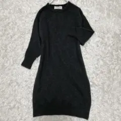 ビームス【サイズ M】ヤク混　ロングニットワンピース　ブラック　黒