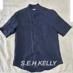 S.E.Hケリー(S.E.H KELLY) 麻素材　ネイビー　半袖でシャツのサムネイル