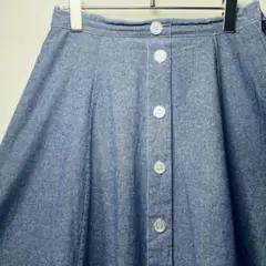 EDDY GRACE デニムフレアスカート 前ボタン 青 M 春のサムネイル