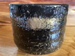 【未使用】抹茶碗 黒釉 金彩 白泥 飛雲 茶道具 伝統工芸