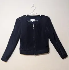 NATURAL BEAUTY ノーカラージャケット ネイビー