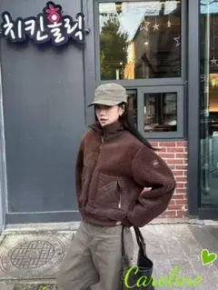 ALO YOGA  フリースジャケット クロップド丈 ブラウン未使用品