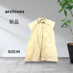 3011☆新品archives 半袖 シャツチュニックワンピース ベージュ Mのサムネイル